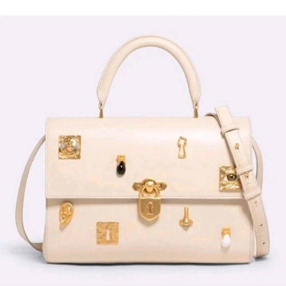 🌹Schiaparelli Large Bijoux Ecru Leather Secret Bag